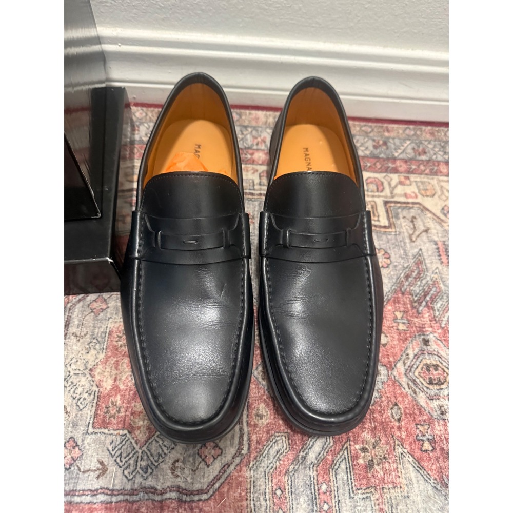 Magnanni Boltiarcade Black Leather Penny Loafers Mens 9.5 US 42.5 EU 21776 Spain